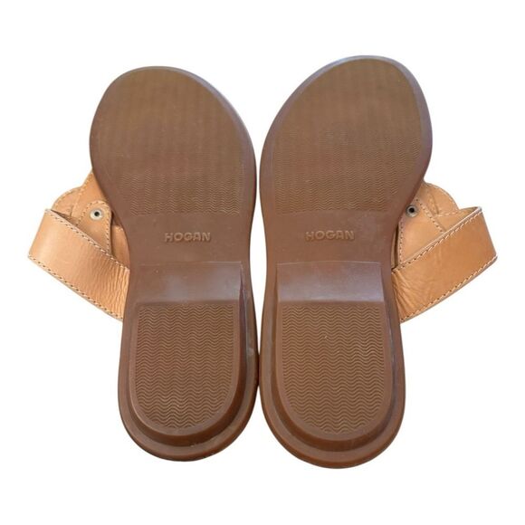 HOGAN Women's Italy Thong Leather Beige Slide Sandals 39 9 - Picture 6 of 7
